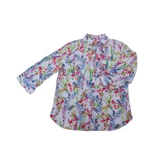 Chico’s Women’s Medium Long Sleeve Floral Button-Up Dress Shirt Casual Workwear